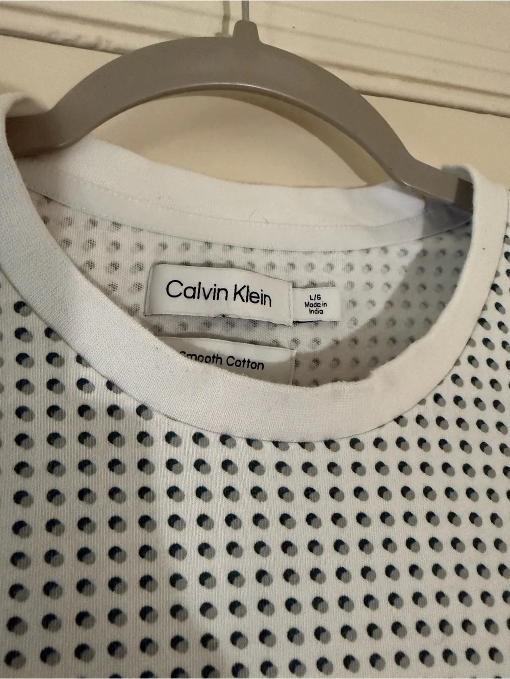 Calvin Klein Men's White Short-Sleeve Patterned Shirt Size Large